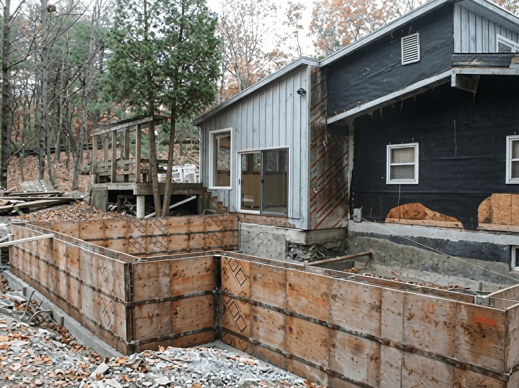 Prepared site with foundation forms for home remodeling and addition project in Grand Rapids, MI